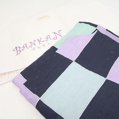 【新品・小紋】BANKAN モダンアート 市松 着物 正絹 仕付け糸付 トールサイズ tomihisa”爽やかな市松で楽しむ洗練のモダン”9621