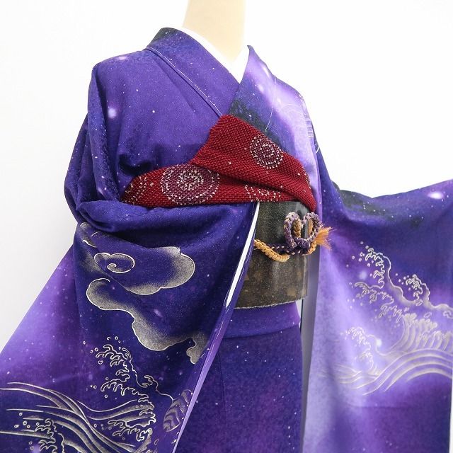 【新品・振袖】お仕立て上がり品 龍 ドラゴン 銀通し 着物 成人式 正絹 トールサイズ 仕付け糸付 tomihisa“圧倒的主役へ！”9625