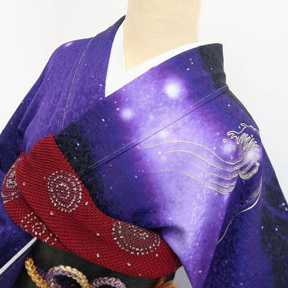 【新品・振袖】お仕立て上がり品 龍 ドラゴン 銀通し 着物 成人式 正絹 トールサイズ 仕付け糸付 tomihisa“圧倒的主役へ！”9625