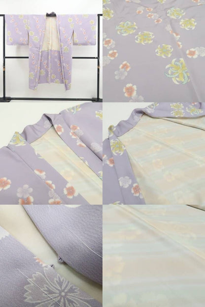 【新品・長羽織】着物 正絹 仕付け糸付 ロング丈 tomihisa”淡く可憐な花の彩りを咲かせて”9635