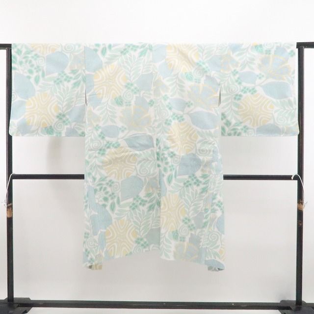 【新品・長羽織】吹上美布 着物 仕付け糸付 ロング丈 tomihisa”パステルカラーで楽しむ爽やかボタニカル”9636