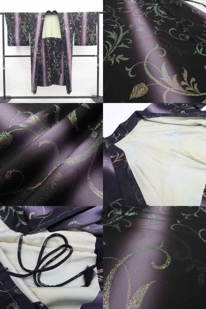 【新品・長羽織】GOTOSTRINGWORKS ㈱一蔵謹製 着物 正絹 仕付け糸付 ロング丈 紐付 tomihisa”唐草を遊ばせてエレガントに装う”9637