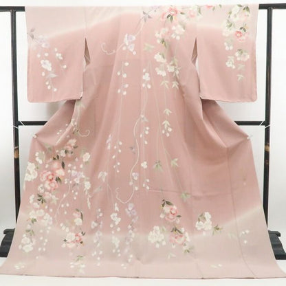 【新品・訪問着】手描き友禅 藤井稲夫 落款 着物 正絹 仕付け糸付 tomihisa”可憐に咲き誇る祝福の花景色”9639