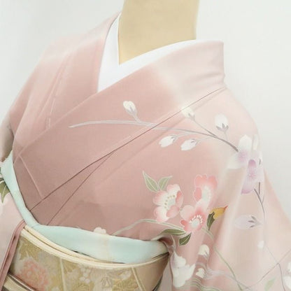 【新品・訪問着】手描き友禅 藤井稲夫 落款 着物 正絹 仕付け糸付 tomihisa”可憐に咲き誇る祝福の花景色”9639