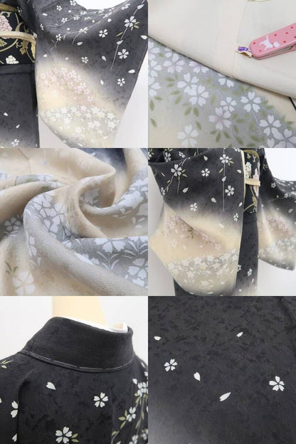 【新品・訪問着】さが美謹製 桜 着物 正絹 仕付け糸付 tomihisa”可憐な桜をシックな色合いで楽しむ”9640