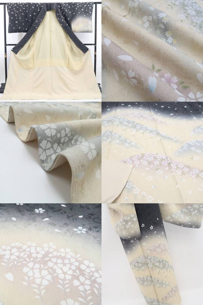 【新品・訪問着】さが美謹製 桜 着物 正絹 仕付け糸付 tomihisa”可憐な桜をシックな色合いで楽しむ”9640