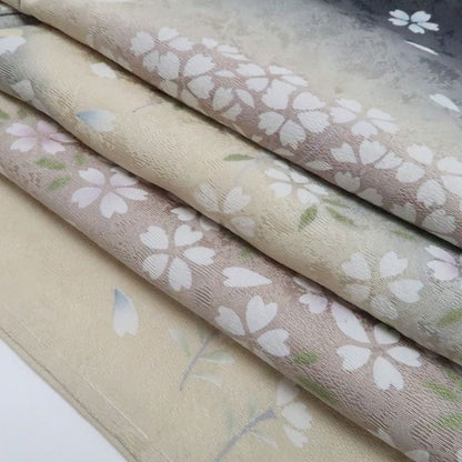 【新品・訪問着】さが美謹製 桜 着物 正絹 仕付け糸付 tomihisa”可憐な桜をシックな色合いで楽しむ”9640