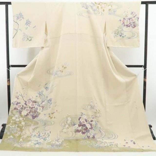 【新品・訪問着】帝王紫 刺繍 着物 正絹 仕付け糸付 tomihisa”優美な花々を彩る気品の帝王紫”9641