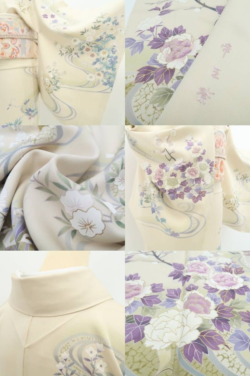 【新品・訪問着】帝王紫 刺繍 着物 正絹 仕付け糸付 tomihisa”優美な花々を彩る気品の帝王紫”9641