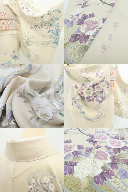 【新品・訪問着】帝王紫 刺繍 着物 正絹 仕付け糸付 tomihisa”優美な花々を彩る気品の帝王紫”9641