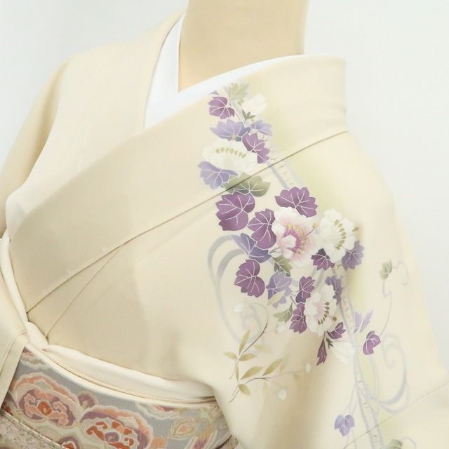 【新品・訪問着】帝王紫 刺繍 着物 正絹 仕付け糸付 tomihisa”優美な花々を彩る気品の帝王紫”9641