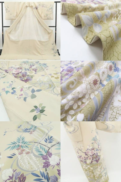 【新品・訪問着】帝王紫 刺繍 着物 正絹 仕付け糸付 tomihisa”優美な花々を彩る気品の帝王紫”9641