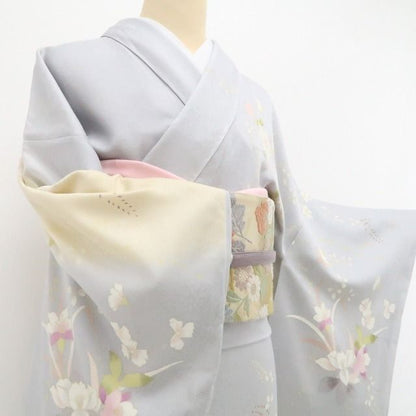 【新品・訪問着】蘭 着物 正絹 仕付け糸付 tomihisa”清らかに咲く蘭の美しさを纏って”9642