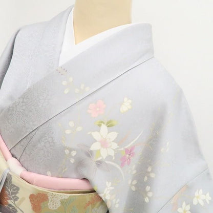 【新品・訪問着】蘭 着物 正絹 仕付け糸付 tomihisa”清らかに咲く蘭の美しさを纏って”9642