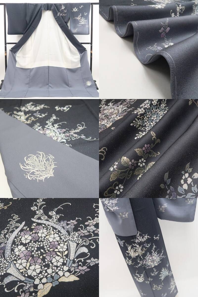 【新品・訪問着】金彩友禅 和田光正 落款 銀通し 着物 正絹 仕付け糸付 トールサイズ tomihisa”時を紡ぎ未来を照らす光彩の軌跡”9648