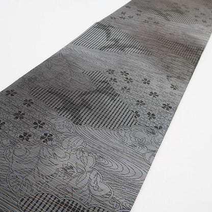 【美品・袋帯】斉藤三才 モノトーン 着物 正絹 全通 tomihisa“いま証される異才の真実”9652