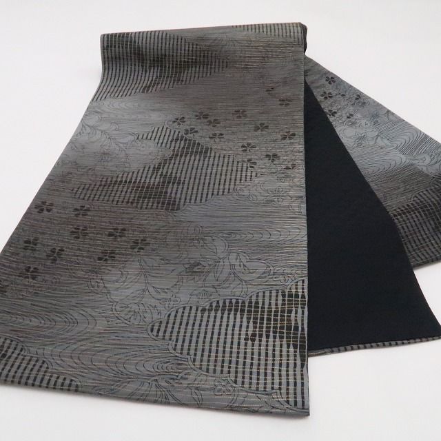 【美品・袋帯】斉藤三才 モノトーン 着物 正絹 全通 tomihisa“いま証される異才の真実”9652