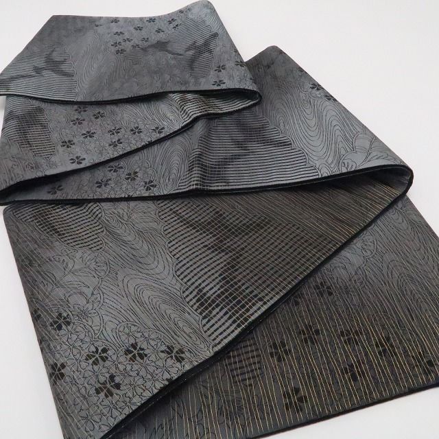 【美品・袋帯】斉藤三才 モノトーン 着物 正絹 全通 tomihisa“いま証される異才の真実”9652