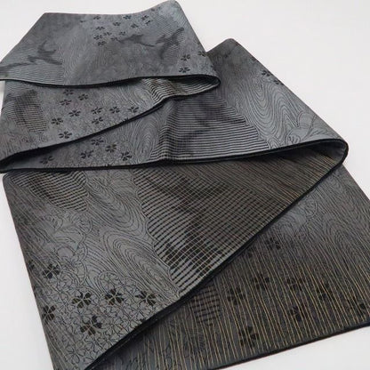 【美品・袋帯】斉藤三才 モノトーン 着物 正絹 全通 tomihisa“いま証される異才の真実”9652