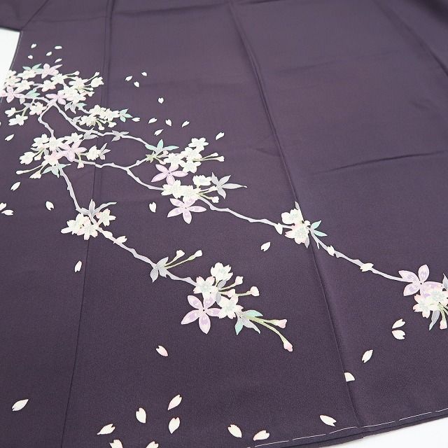 【新品・訪問着】本加賀友禅 橋本静華 落款 着物 正絹 仕付け糸付 tomihisa”ひらりと舞う夜桜の美しさ”9656