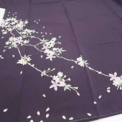 【新品・訪問着】本加賀友禅 橋本静華 落款 着物 正絹 仕付け糸付 tomihisa”ひらりと舞う夜桜の美しさ”9656