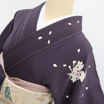 【新品・訪問着】本加賀友禅 橋本静華 落款 着物 正絹 仕付け糸付 tomihisa”ひらりと舞う夜桜の美しさ”9656