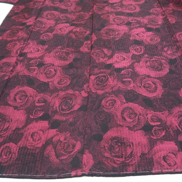 【新品・小紋】斉藤上太郎 落款 薔薇 着物 正絹 仕付け糸付 tomihisa”深紅の薔薇を咲かせてモードに洒落る”9658