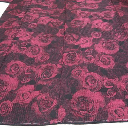 【新品・小紋】斉藤上太郎 落款 薔薇 着物 正絹 仕付け糸付 tomihisa”深紅の薔薇を咲かせてモードに洒落る”9658