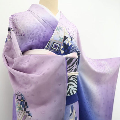 【新品・訪問着】岡山工芸 伊と幸 アートモダン 着物 正絹 仕付け糸付 希少トールサイズ tomihisa”アートモダンの個性を重ねて”9659
