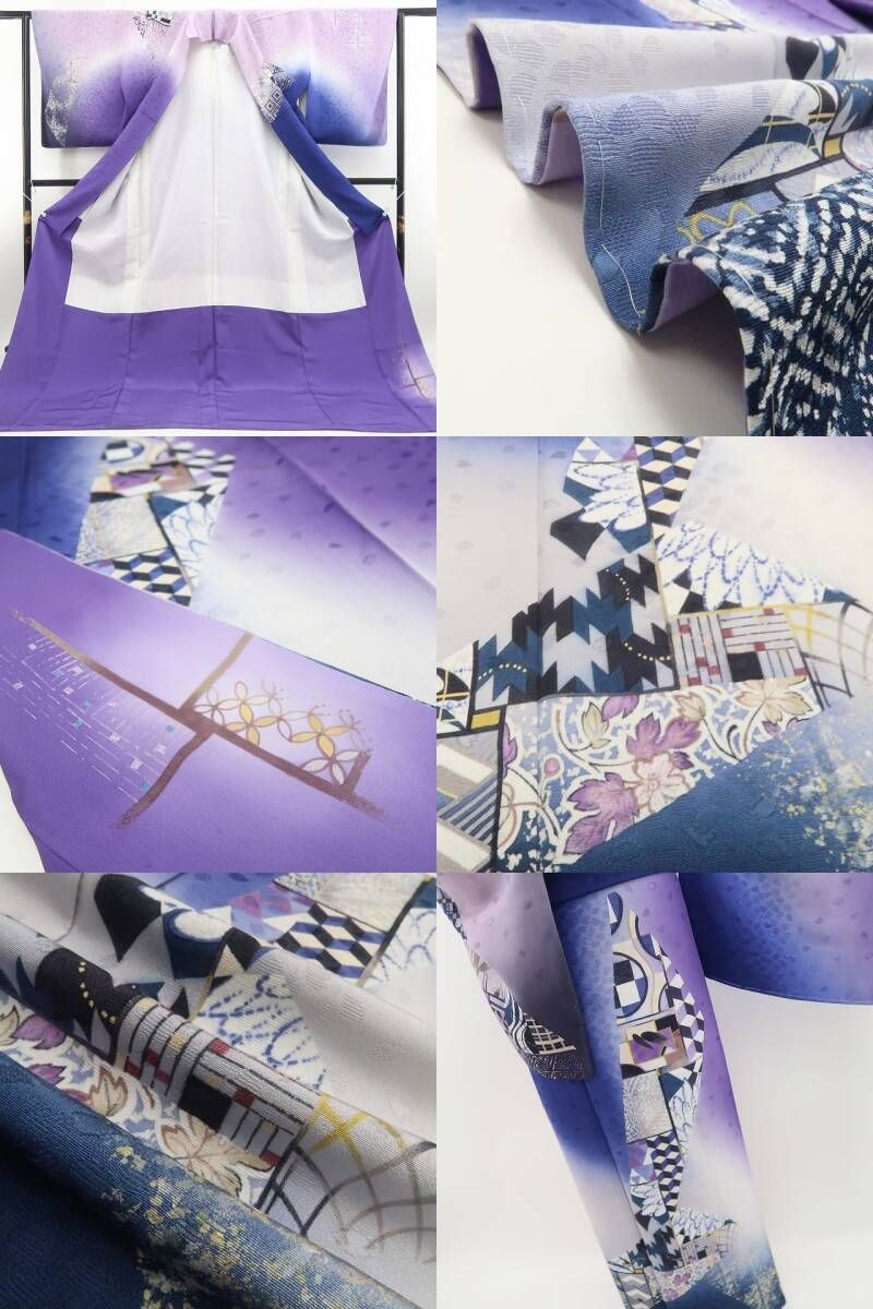 【新品・訪問着】岡山工芸 伊と幸 アートモダン 着物 正絹 仕付け糸付 希少トールサイズ tomihisa”アートモダンの個性を重ねて”9659