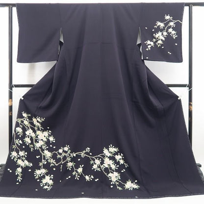 【新品・訪問着】手描き友禅 桜 着物 正絹 仕付け糸付 tomihisa”夜桜の気品をまとう手描き友禅”9661