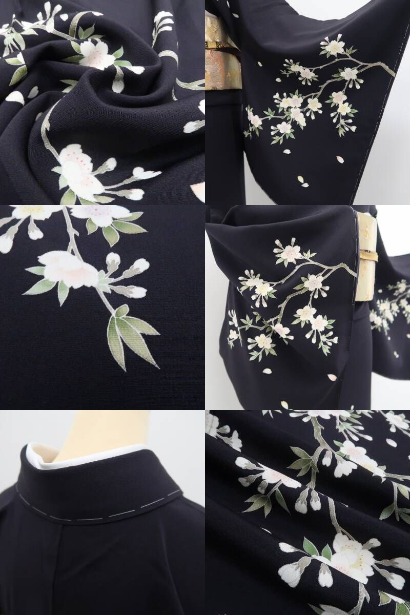 【新品・訪問着】手描き友禅 桜 着物 正絹 仕付け糸付 tomihisa”夜桜の気品をまとう手描き友禅”9661