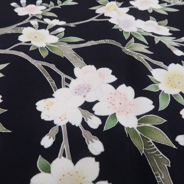 【新品・訪問着】手描き友禅 桜 着物 正絹 仕付け糸付 tomihisa”夜桜の気品をまとう手描き友禅”9661