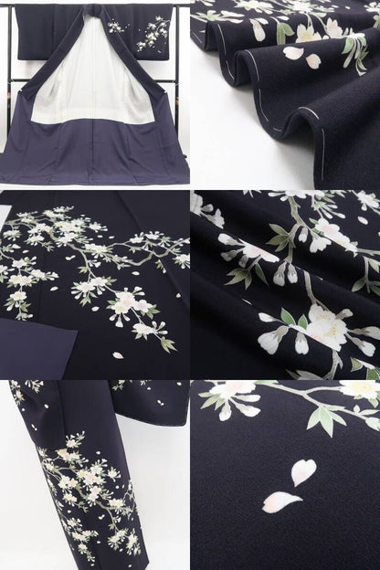 【新品・訪問着】手描き友禅 桜 着物 正絹 仕付け糸付 tomihisa”夜桜の気品をまとう手描き友禅”9661
