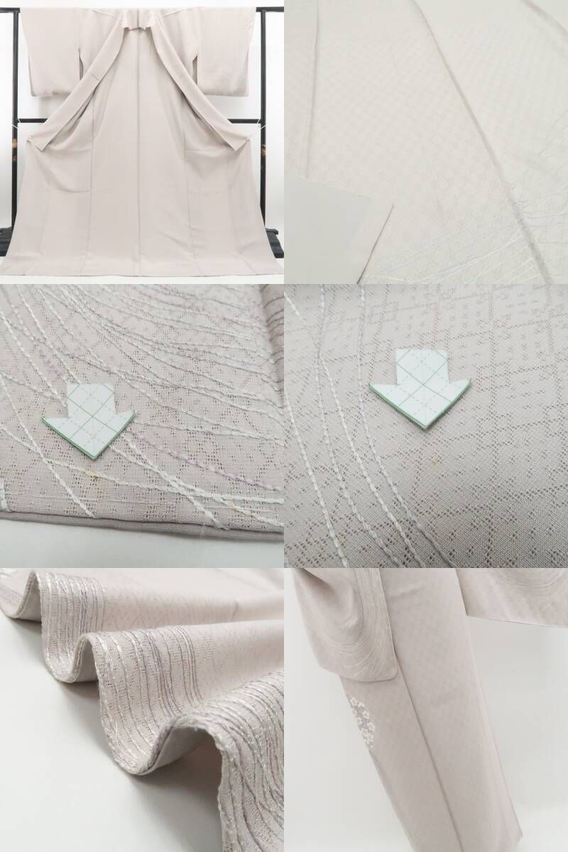 【新品・付下げ】刺繍 桜 着物 正絹 仕付け糸付 tomihisa”袖口に桜を咲かせて所作まで美しく”9662