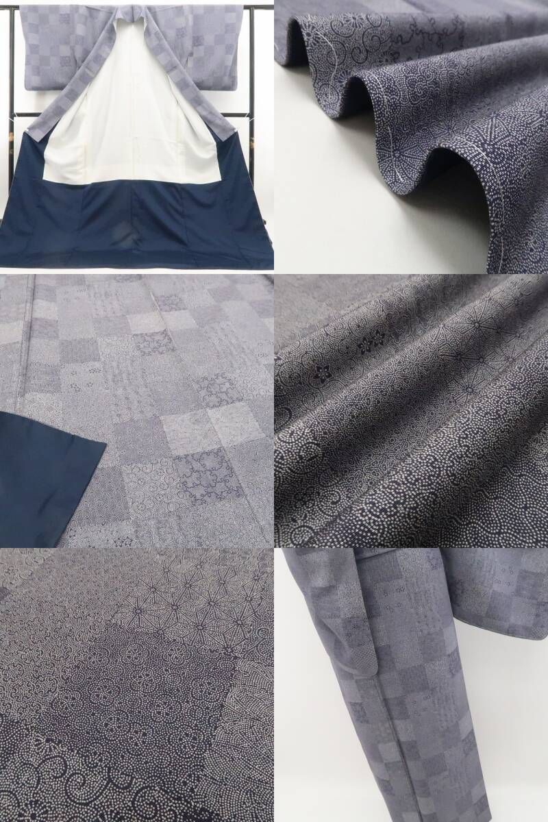 【新品・江戸小紋】寄せ柄 着物 正絹 仕付け糸付 tomihisa”近づくほどに楽しい寄せ柄の遊び心”9663