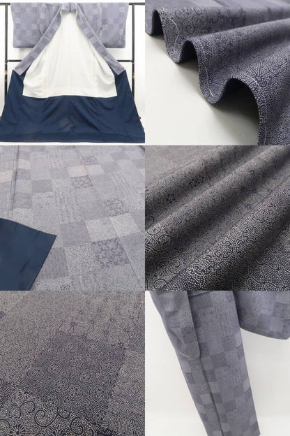 【新品・江戸小紋】寄せ柄 着物 正絹 仕付け糸付 tomihisa”近づくほどに楽しい寄せ柄の遊び心”9663