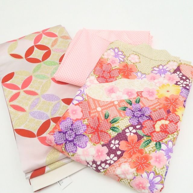 【新品・七五三/７歳/女の子】３点セット 着物 四つ身 襦袢 袋帯 ハーフ成人式 tomihisa”花いっぱいに包まれる晴れの日のときめき”9665