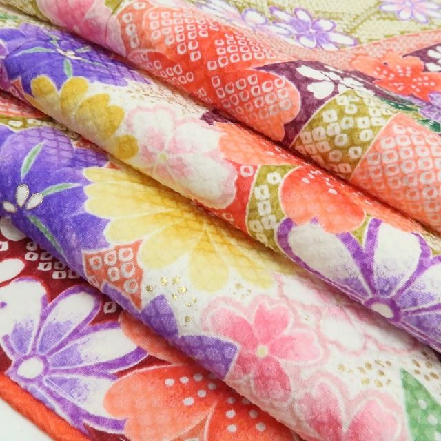 【新品・七五三/７歳/女の子】３点セット 着物 四つ身 襦袢 袋帯 ハーフ成人式 tomihisa”花いっぱいに包まれる晴れの日のときめき”9665