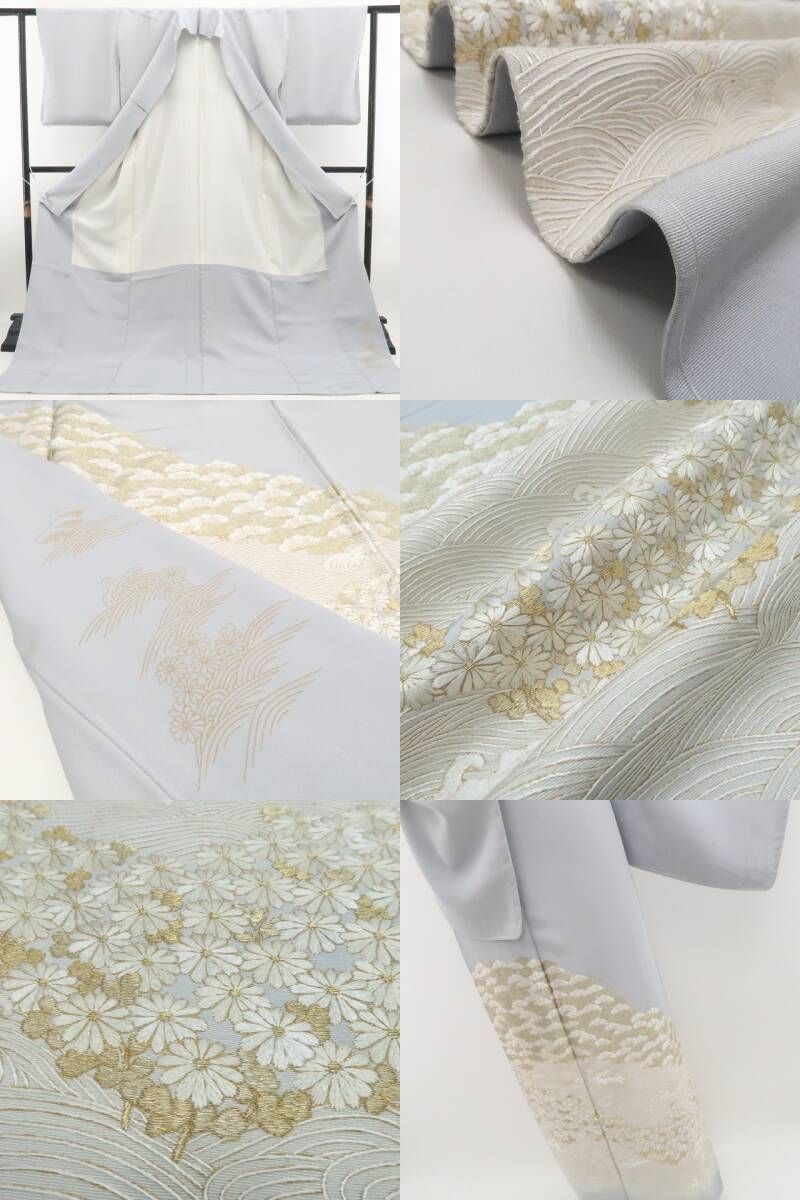 【新品・色留袖】総刺繍 着物 正絹 仕付け糸付 トールサイズ tomihisa”優しく品格を宿す松と菊”9668