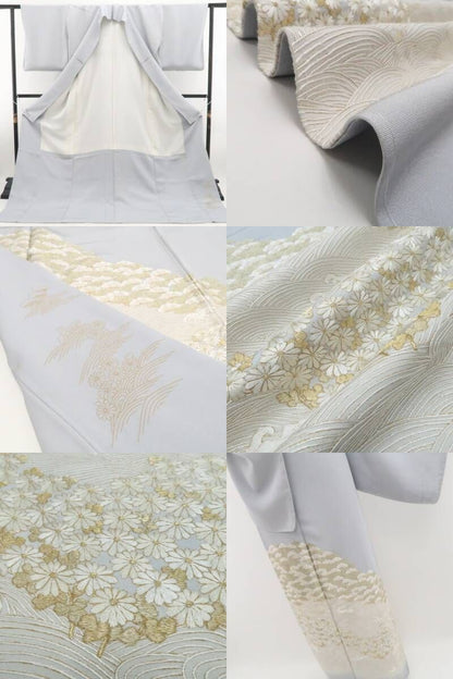 【新品・色留袖】総刺繍 着物 正絹 仕付け糸付 トールサイズ tomihisa”優しく品格を宿す松と菊”9668