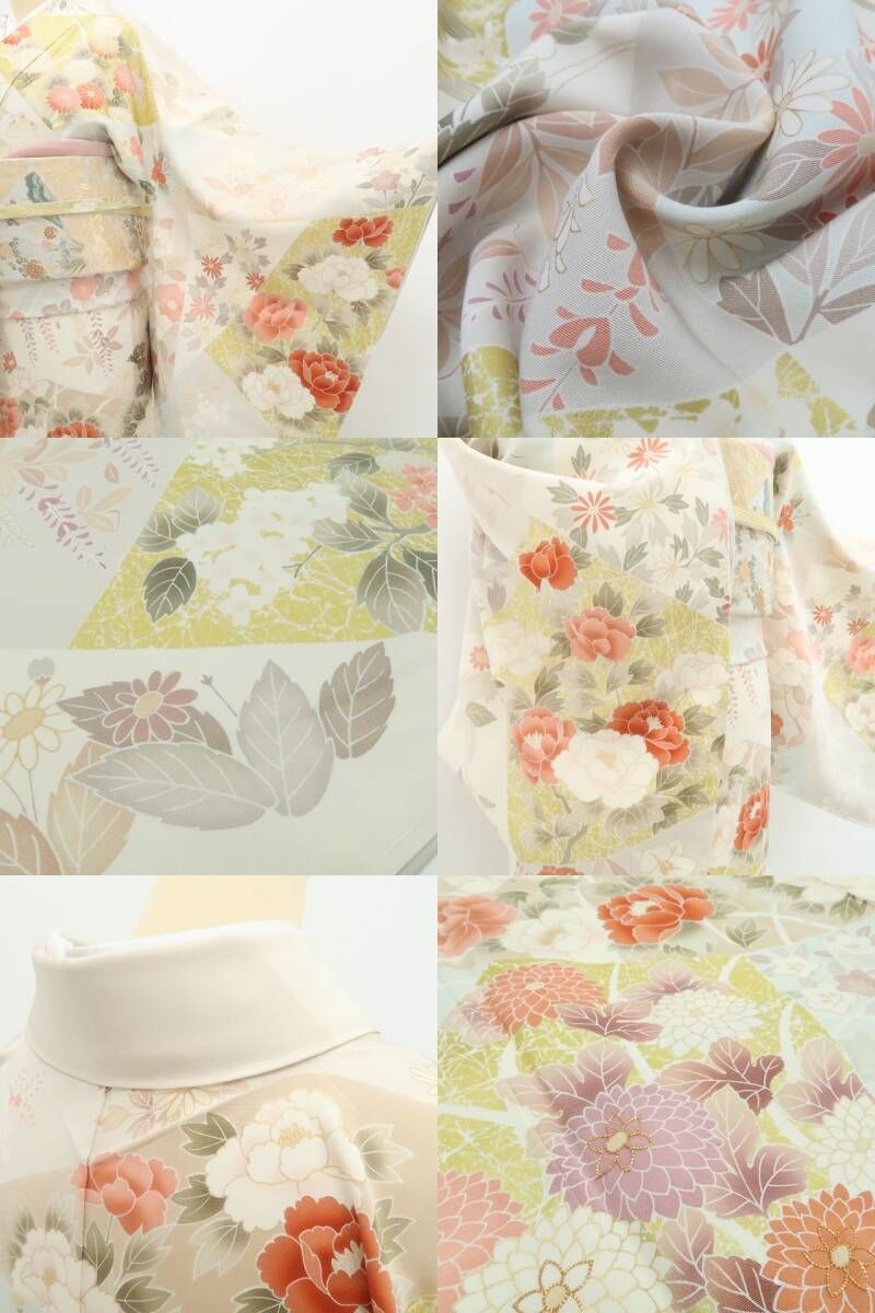 【新品・訪問着】金駒刺繍 着物 正絹 仕付け糸付 tomihisa”祝福の思いを届ける優美な花景色”9671
