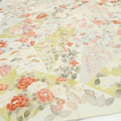 【新品・訪問着】金駒刺繍 着物 正絹 仕付け糸付 tomihisa”祝福の思いを届ける優美な花景色”9671