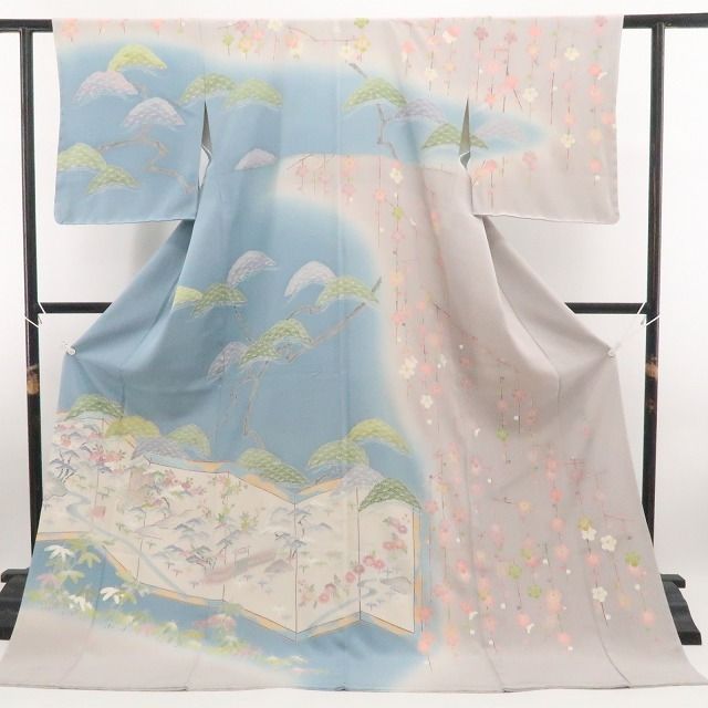 【未着用・訪問着】清染居 落款 上野街子 着物 正絹 仕付け糸付 tomihisa”自然美を纏って雅やかに華やぐ”9673