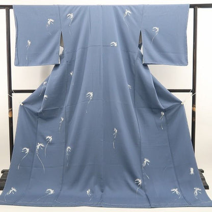 【新品・小紋】東京友禅 菅有鬼一 色紙付 着物 正絹 仕付け糸付 tomihisa”すっきりと粋にまとう白鷺の美しさ”9674