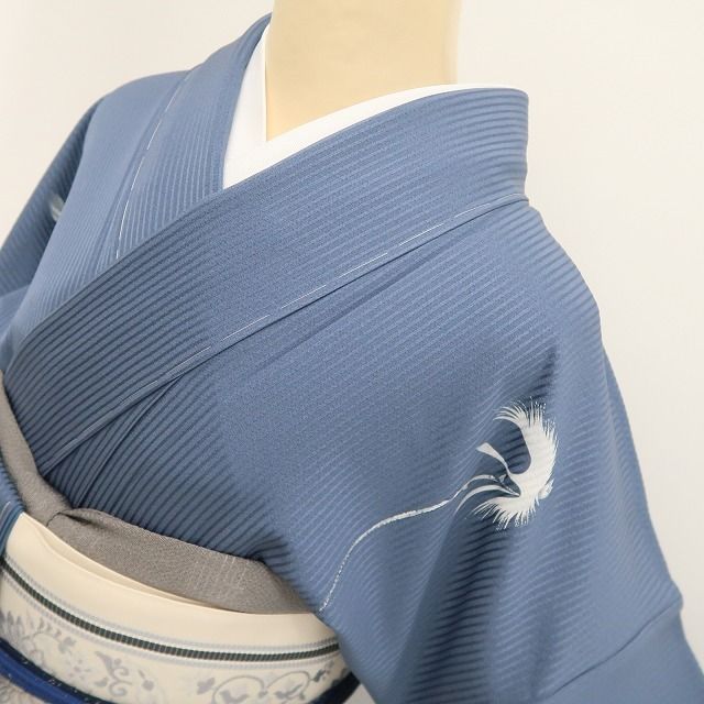 【新品・小紋】東京友禅 菅有鬼一 色紙付 着物 正絹 仕付け糸付 tomihisa”すっきりと粋にまとう白鷺の美しさ”9674