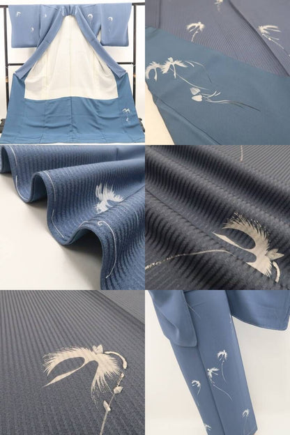【新品・小紋】東京友禅 菅有鬼一 色紙付 着物 正絹 仕付け糸付 tomihisa”すっきりと粋にまとう白鷺の美しさ”9674