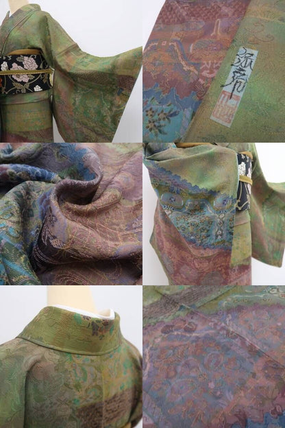 【新品・訪問着】前田仁仙 落款 更紗 着物 正絹 仕付け糸付 トールサイズ tomihisa”伝統とモードが溶け合う魅惑の更紗”9676