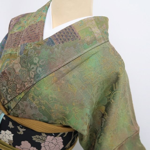 【新品・訪問着】前田仁仙 落款 更紗 着物 正絹 仕付け糸付 トールサイズ tomihisa”伝統とモードが溶け合う魅惑の更紗”9676