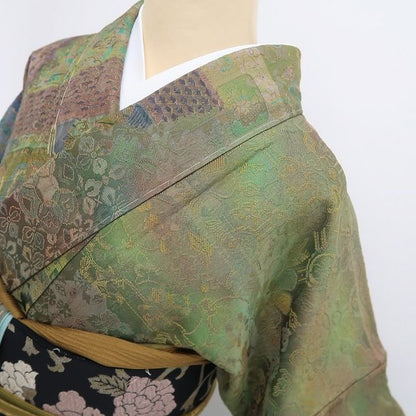 【新品・訪問着】前田仁仙 落款 更紗 着物 正絹 仕付け糸付 トールサイズ tomihisa”伝統とモードが溶け合う魅惑の更紗”9676